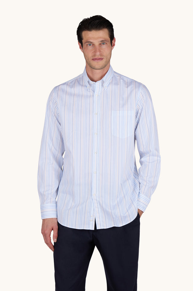 Cotton twill shirt with striped pattern