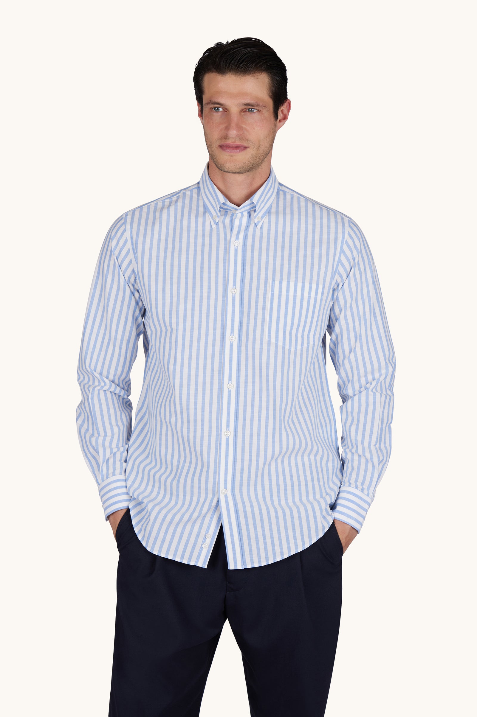 Cotton Poplin Shirt With Striped Pattern