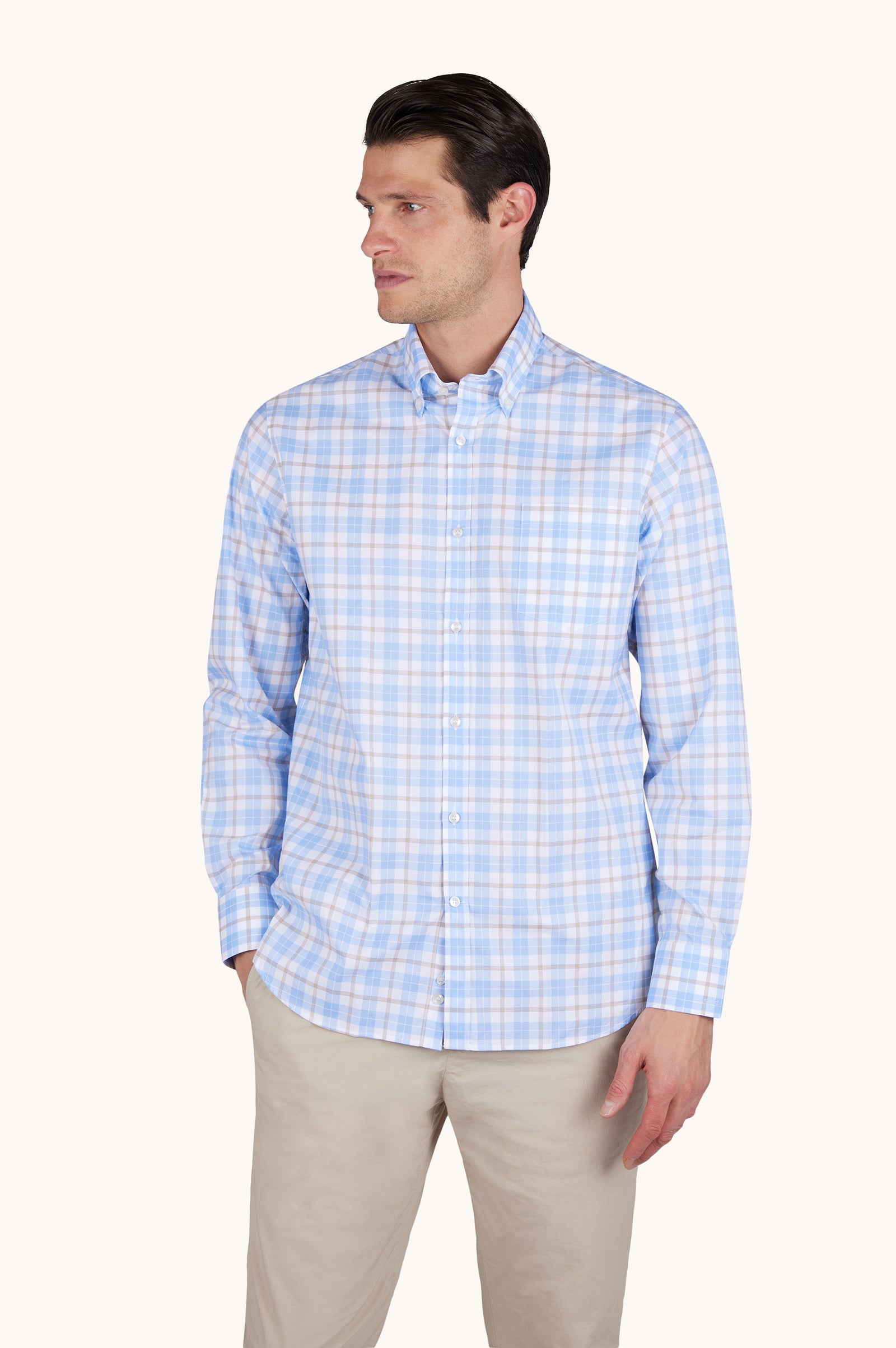 Summer Breeze Cotton Shirt With Check Pattern