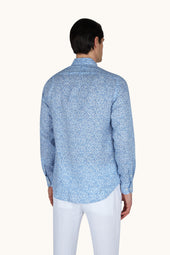 Linen Shirt With Geometric Watercolor Pattern