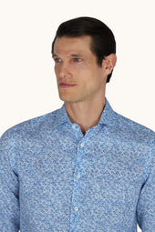 Linen Shirt With Geometric Watercolor Pattern