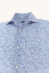 Linen Shirt With Geometric Watercolor Pattern