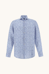 Linen Shirt With Geometric Watercolor Pattern