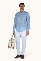 Linen Shirt With Geometric Watercolor Pattern
