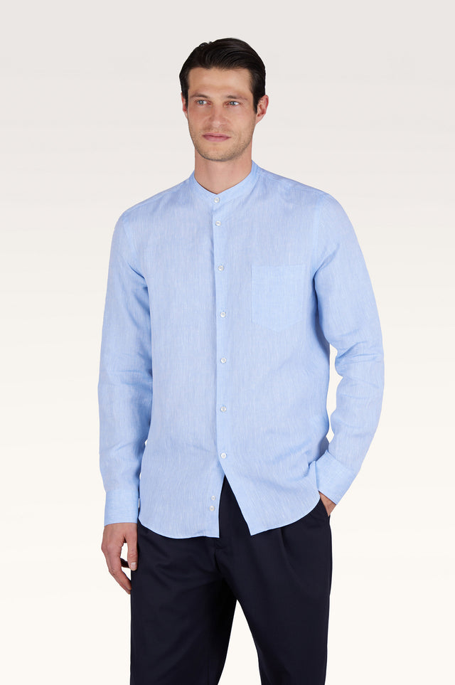 Garment‑dyed linen shirt