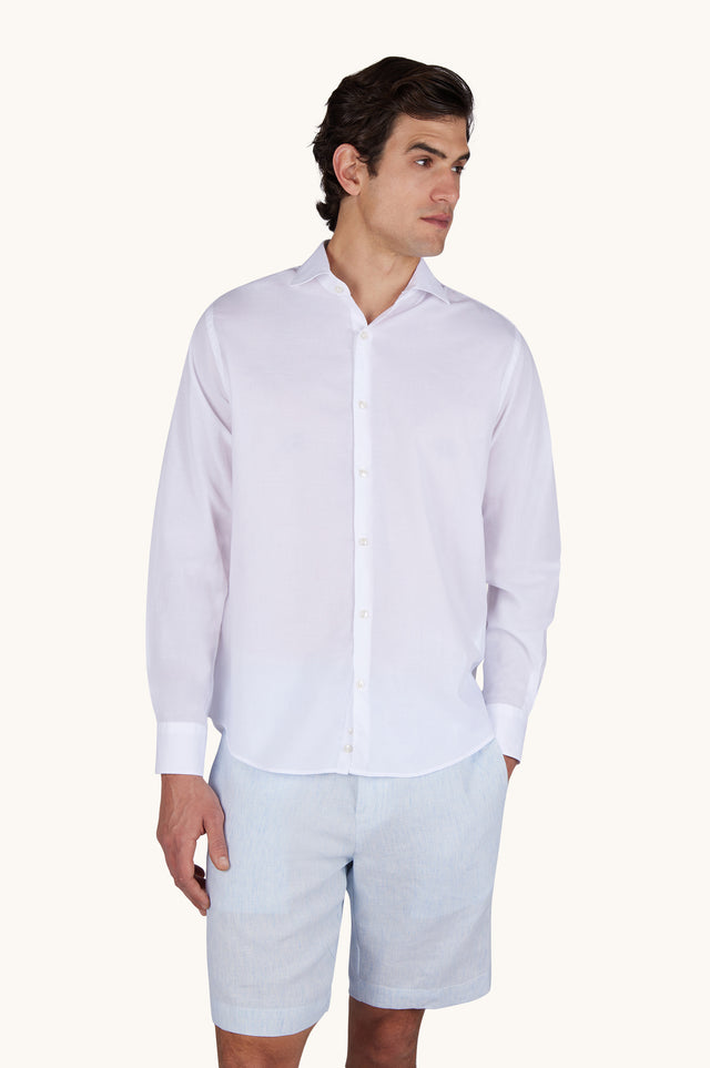 Garment‑dyed cotton voile shirt