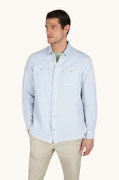 Garment dyed linen overshirt