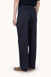 Wide Leg Trousers In Stretch Cotton With Pleats