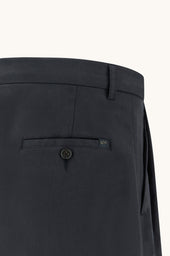 Wide Leg Trousers In Stretch Cotton With Pleats