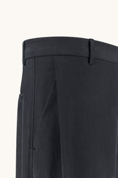 Wide Leg Trousers In Stretch Cotton With Pleats
