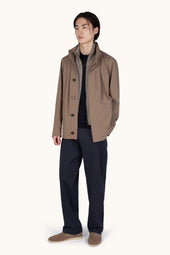 Wide Leg Trousers In Stretch Cotton With Pleats