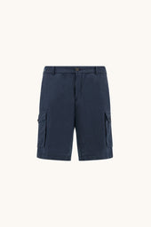 Garment Dyed Linen And Cotton Cargo Bermuda Shorts