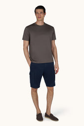 Garment Dyed Linen And Cotton Cargo Bermuda Shorts