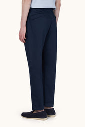 Chino Trousers In Linen And Cotton With Pleats