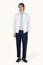Chino Trousers In Linen And Cotton With Pleats