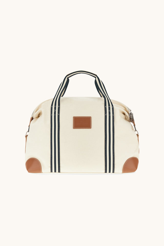 Travel bag in canvas with leather details