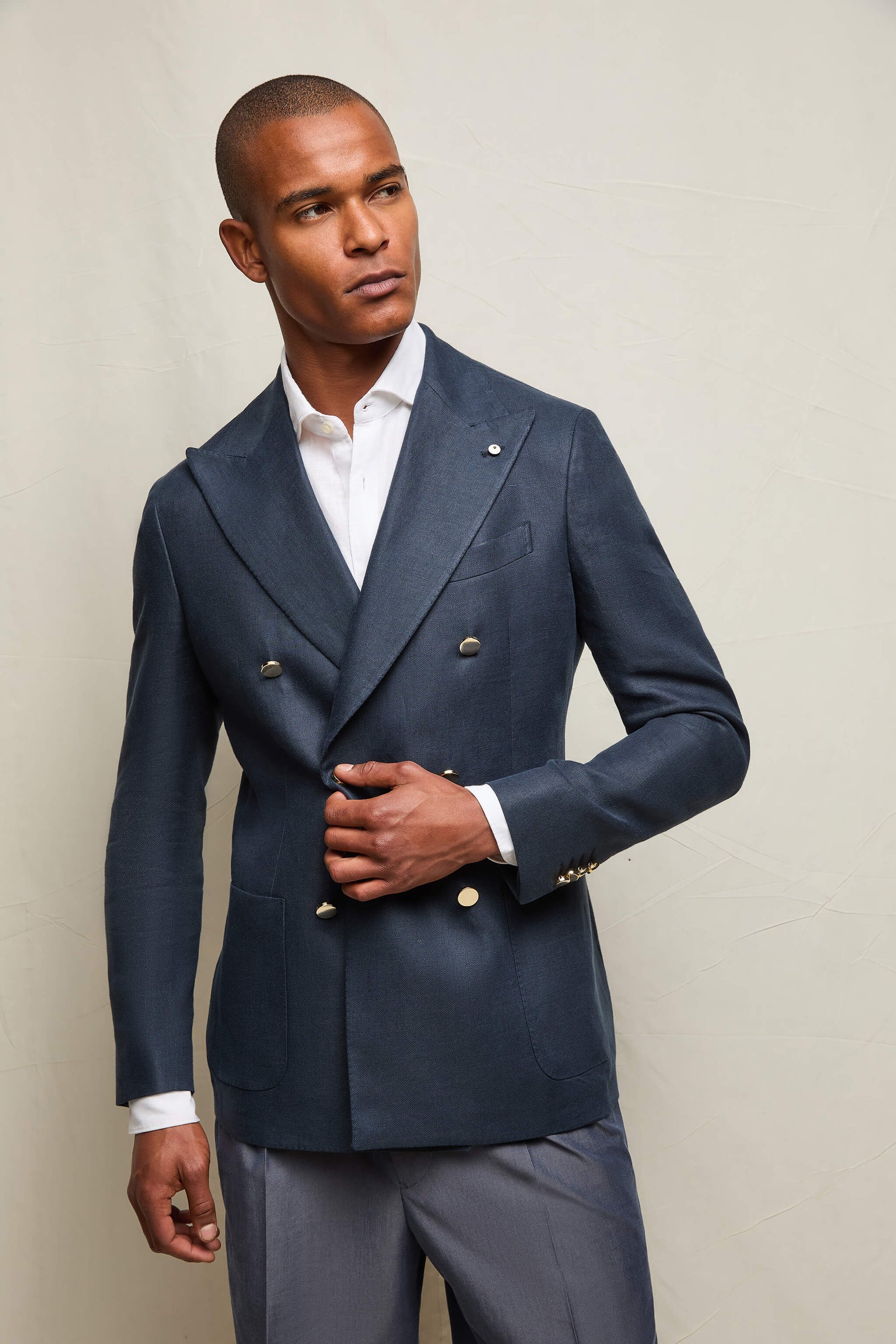 Giacca Tom In Lino Blu Denim