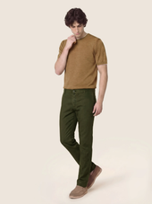 Gray Pants In Cotton And Linen Gabardine Stretch