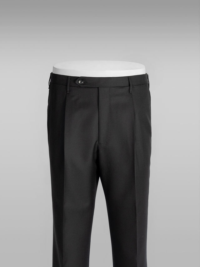 Venezia black three-ply wool trousers