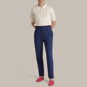 Short Sleeve Knitted Linen Polo Shirt In Off