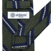 Striped Grossa Grenadine Silk Tie Olive Navy