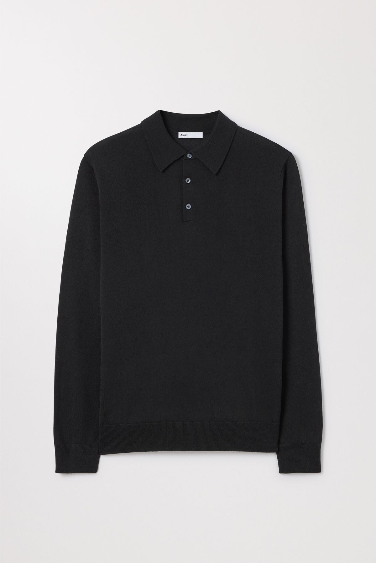 Merino Wool Polo Buttoned Long Sleeve Asket