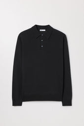 Merino Wool Polo Buttoned Long Sleeve Asket