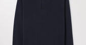 Dark Navy Merino Wool Polo | Buttoned Long Sleeve | Asket