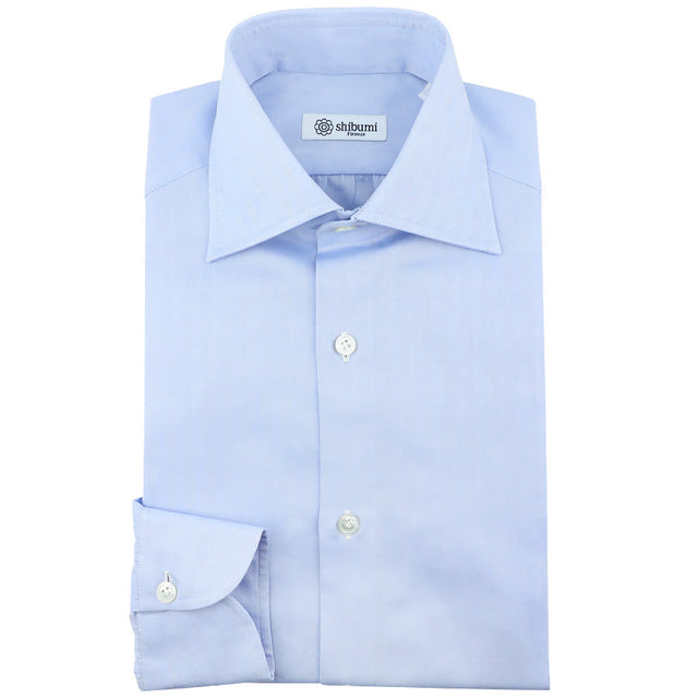 Herringbone Semi Spread Shirt - Sky Blue