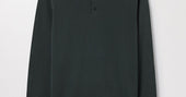 Dark Green Merino Wool Polo | Buttoned Long Sleeve | Asket