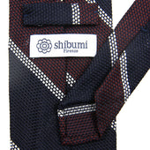Block Stripe Grenadine Garza Fina Silk Tie Navy Burgundy