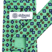 50oz Floral Printed Silk Tie Pistachio Hand Rolled