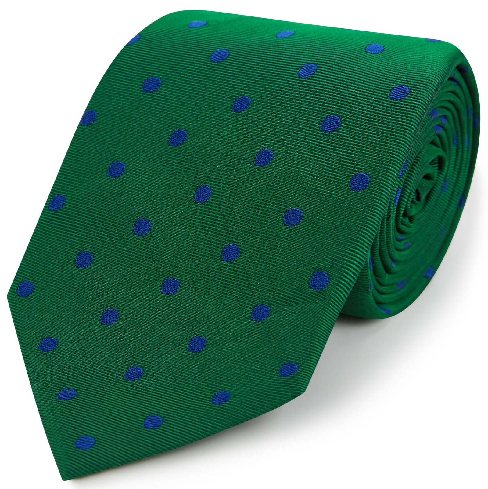 Green Blue Churchill Spot Woven Silk Tie