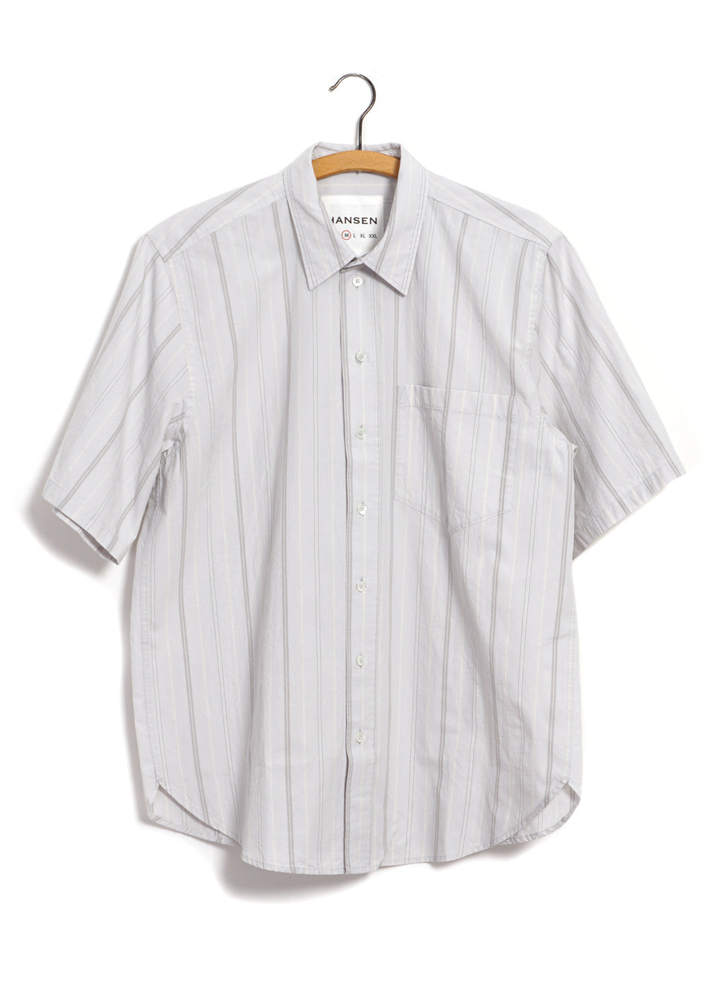 Reidar Loose Fit Short Sleeve Shirt Grey Stripes