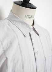 Reidar Loose Fit Short Sleeve Shirt Grey Stripes