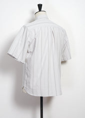 Reidar Loose Fit Short Sleeve Shirt Grey Stripes