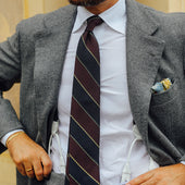 Striped Grenadine Garza Grossa Silk Tie Burgundy