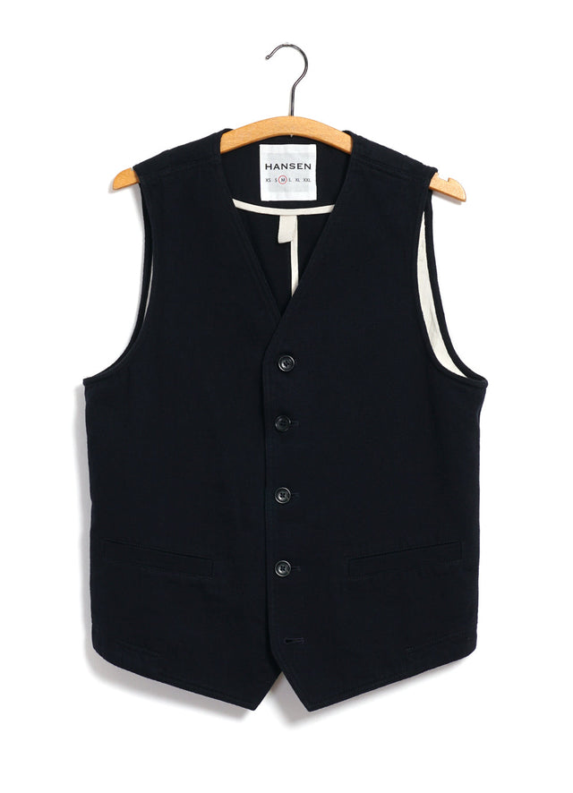 KNUD | Casual Waistcoat | Black Slub