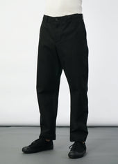 TRYGVE 27-90-2 | Wide Cut Cropped Trousers | Black Canvas