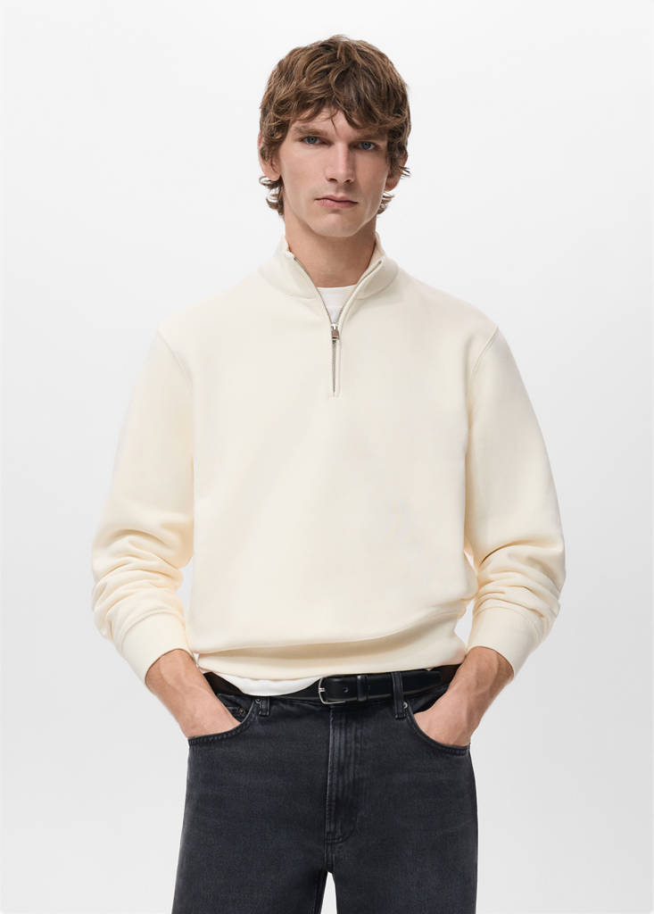 Zip Neck Sweatshirt With Soft Touch Interior Men Mango Usa