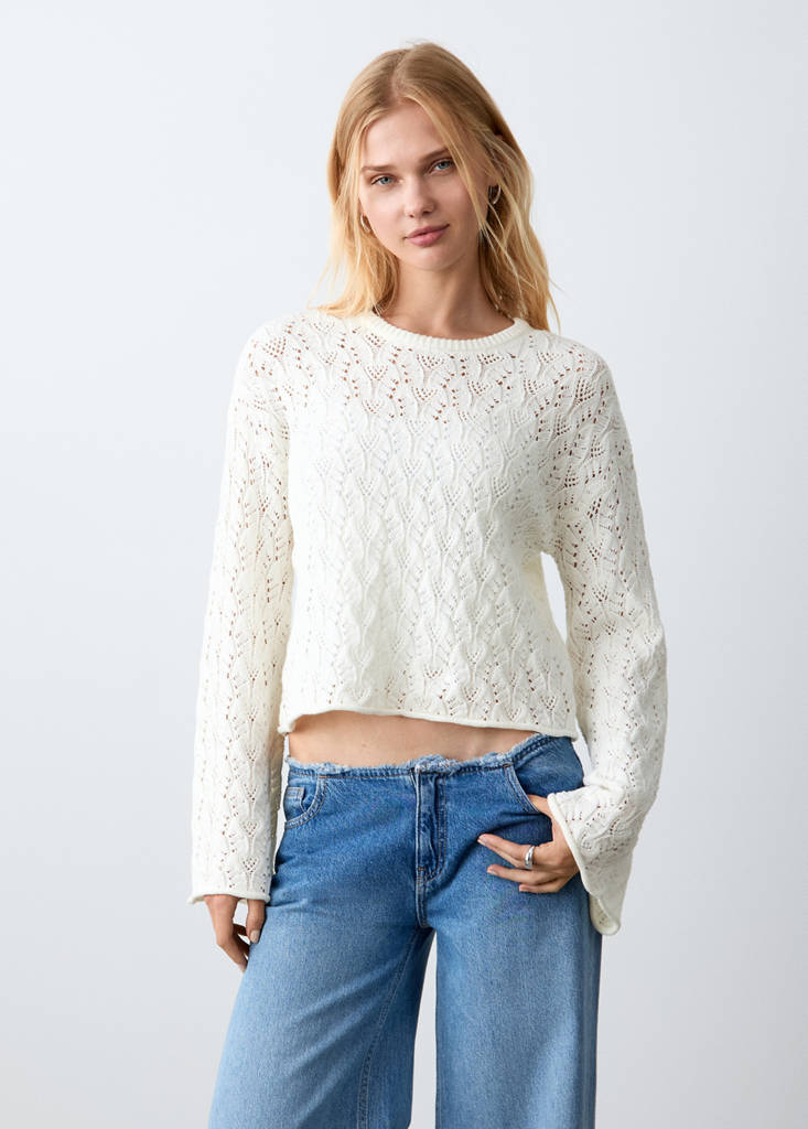 Knit Sweater With Lace Pattern Teen Mango Usa