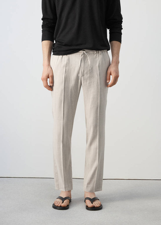 Striped slim-fit linen trousers - Men | MANGO USA