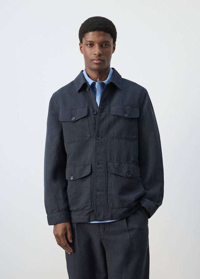 Lyocell-linen jacket with pockets - Men | MANGO USA