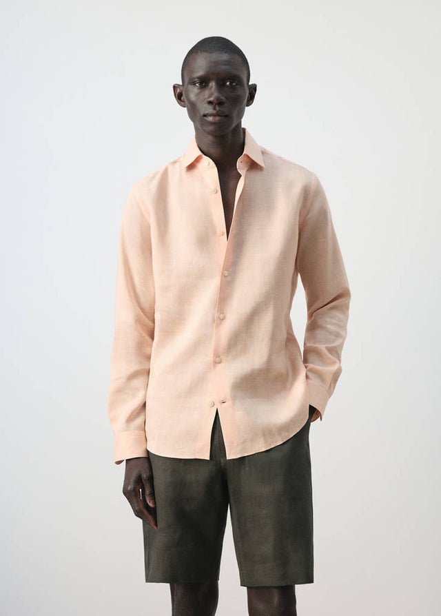 100% linen slim-fit shirt - Men | MANGO USA