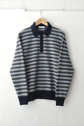 Fujito Knit Polo Sweater Pink Mosaic Navy Mosaic Directors Web Shop Powered By Base