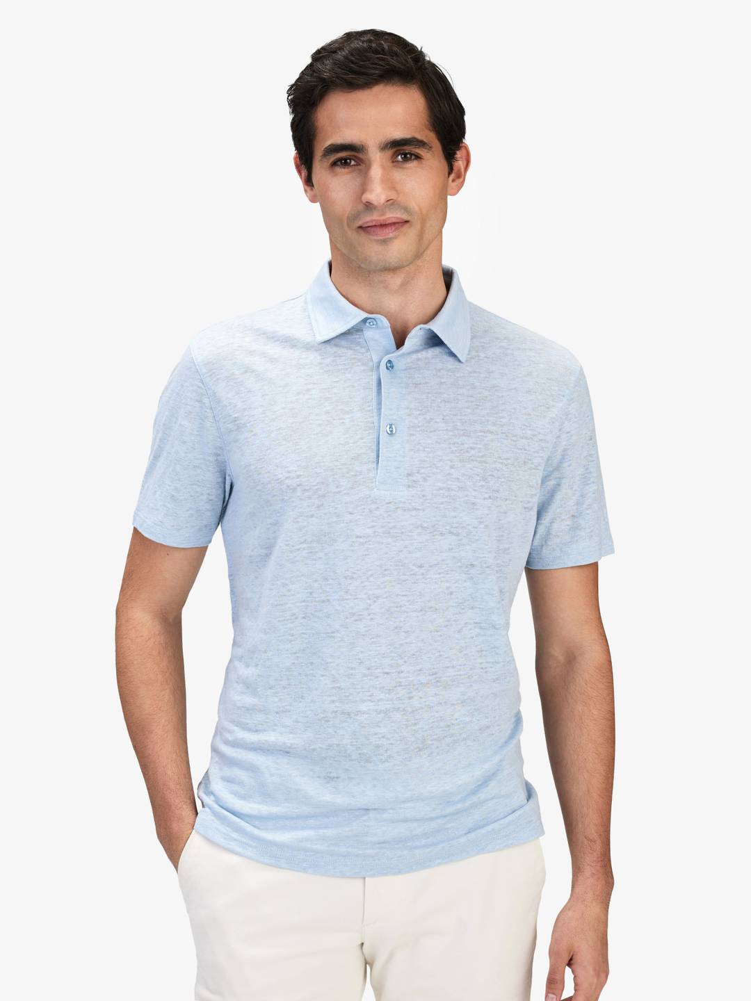 Light Blue Linen Polo