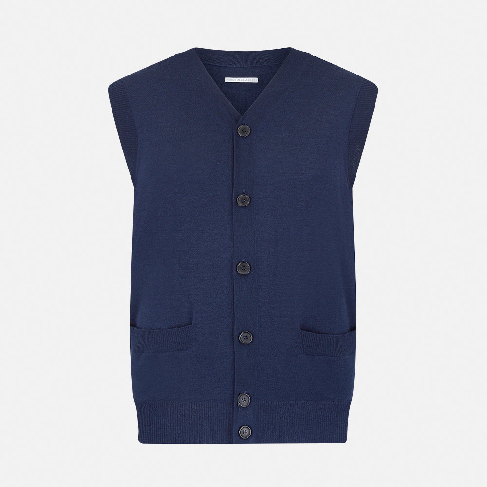 Fine Merino V Neck Sleeveless Cardigan