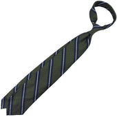 Striped Grossa Grenadine Silk Tie Olive Navy