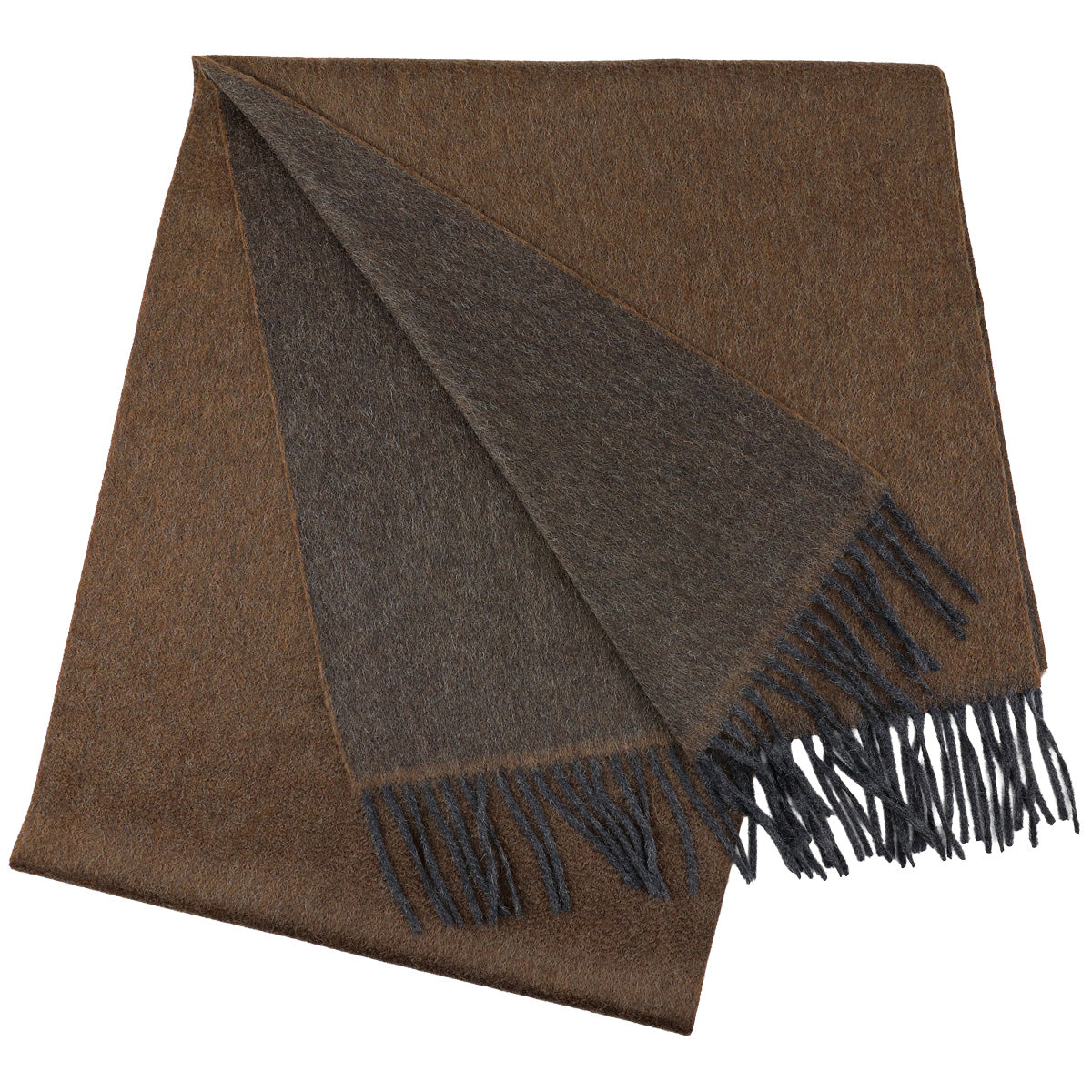 Double Face Zibellino Cashmere Scarf Brown Grey