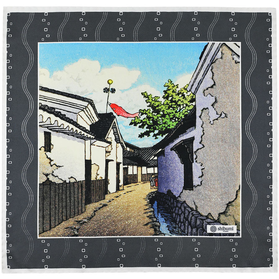 Ukiyo E Silk Pocket Square Koinobori 40x40cm